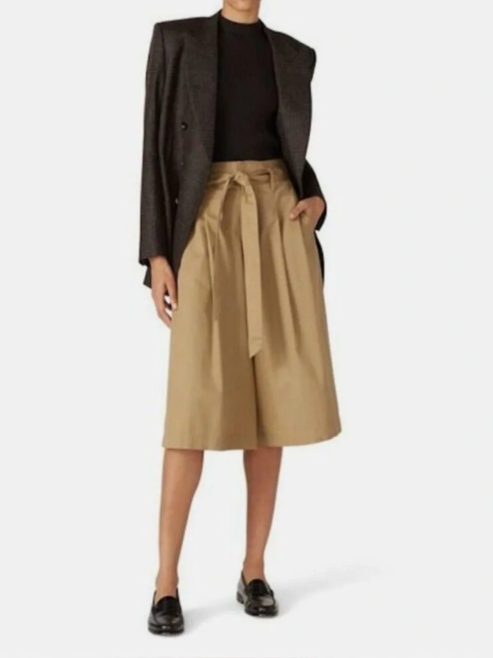 Ralph Lauren Camel Tie-Waist Midi Pants